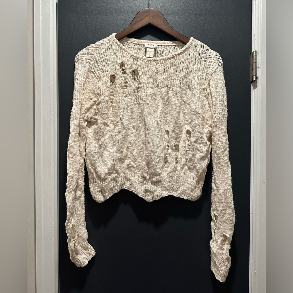 Distressed Cropped Sweater